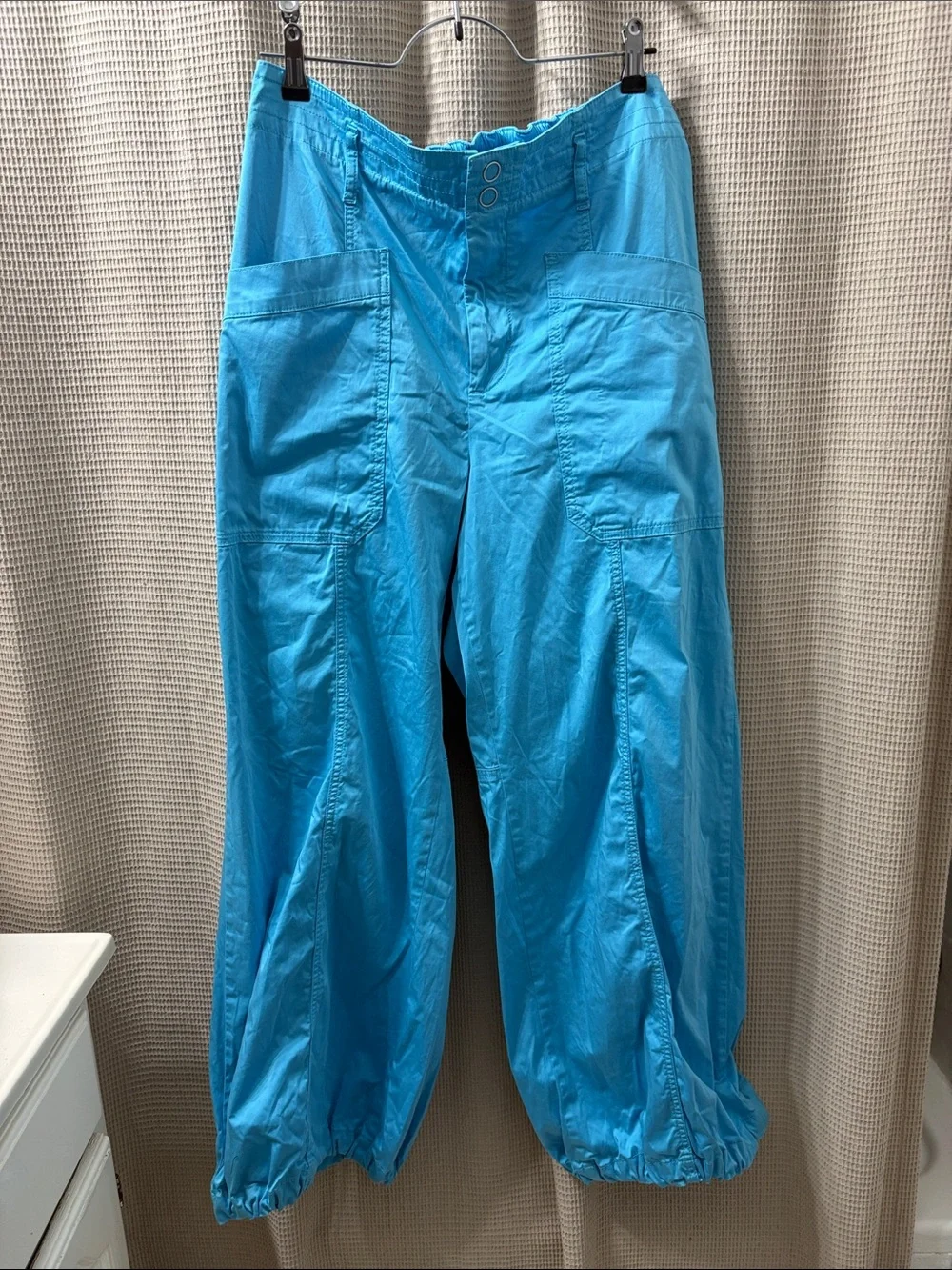 Anthropologie Blue Elastic-Waist oversized cargo like  Pants nwot